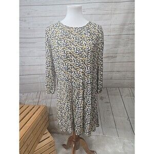 Boden Aurelia Circles Tunic Top Women's 10 R 3/4 Balloon Sleeves Blue Yellow Dot